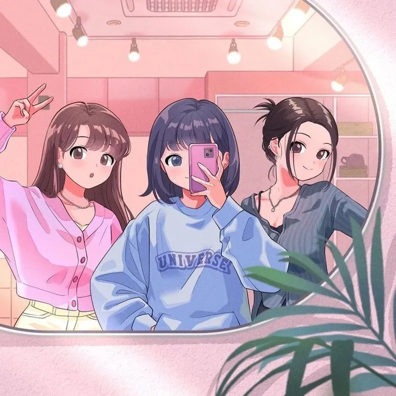 Avatar đôi bạn thân nữ anime cute làm nổi bật tình bạn dễ thương và đầy sắc màu