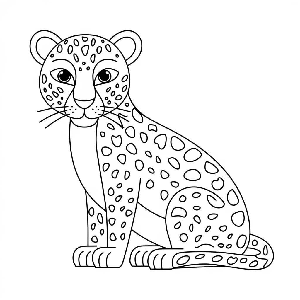 Tranh tô màu con báo hoạt hình rất dễ thương