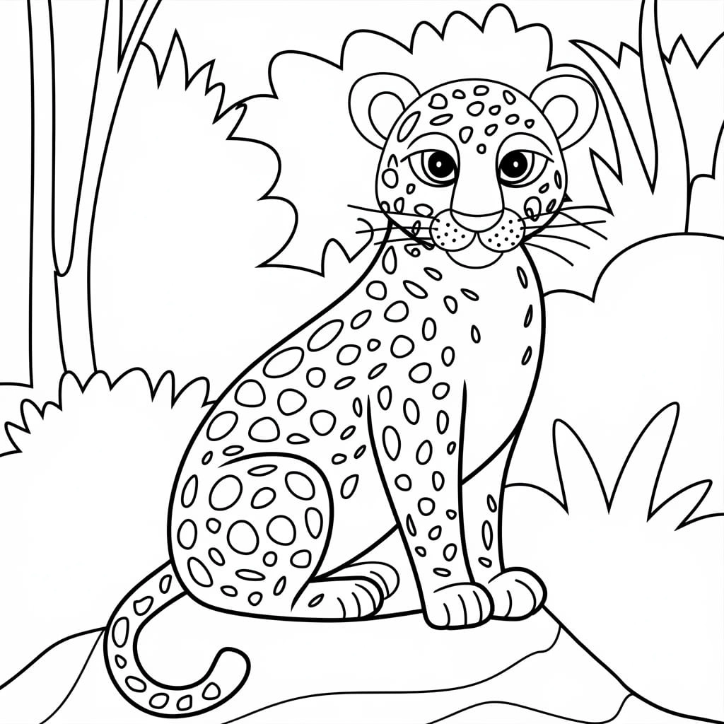 Tranh tô màu con báo dễ thương cho bé yêu