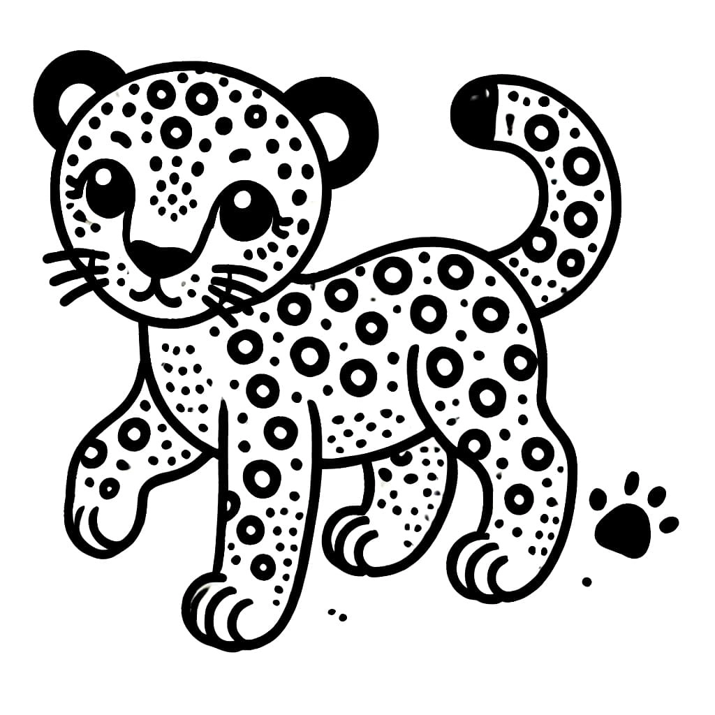 Tranh tô màu con báo để in rõ nét cho bé