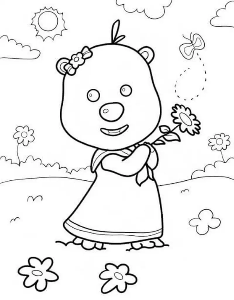 Tranh tô màu Loopy và Capybara đáng yêu, ngộ nghĩnh.