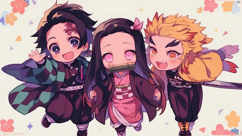 Sự sáng tạo đầy màu sắc từ cộng đồng người hâm mộ demon slayer chibi fanart.