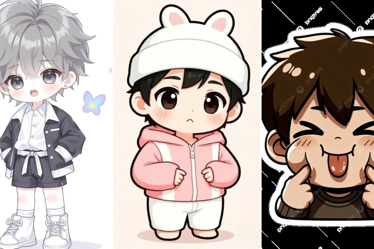 Mẫu ảnh chibi cho bé trai nghịch ngợm trang trí sinh nhật 2026