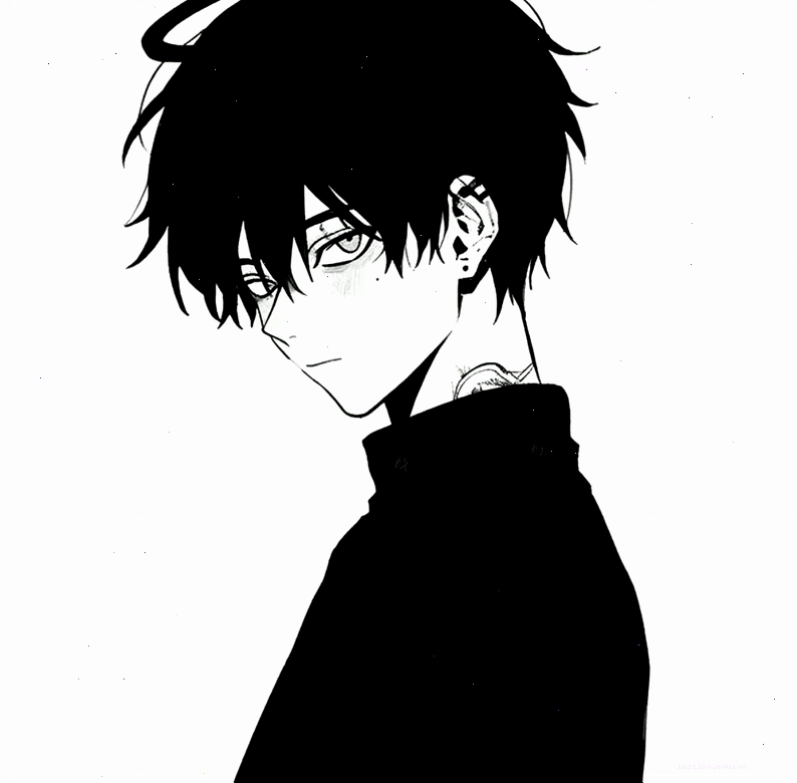 Ảnh anime boy lạnh lùng trong phong cách trắng đen