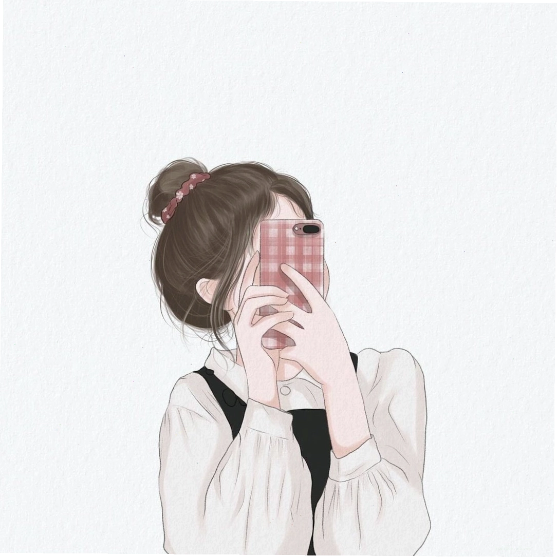 Ảnh anime cầm điện thoại che mặt đẹp