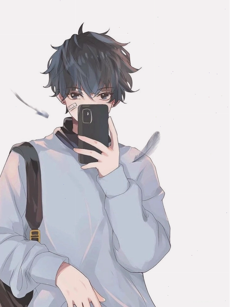 Ảnh anime cầm điện thoại che mặt nam