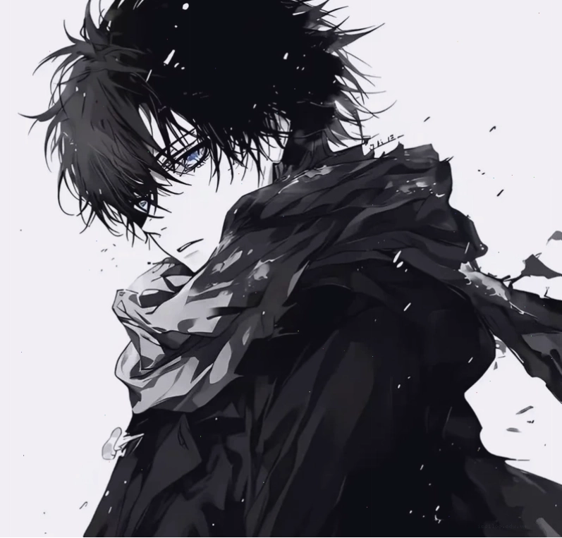 Ảnh anime nam đen trắng với thần thái bí ẩn