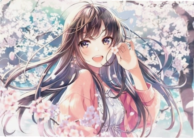 Ảnh anime nữ cute với đôi mắt to tròn và nụ cười rạng rỡ