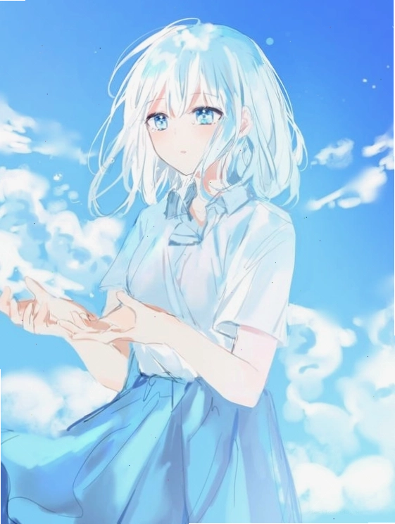 Ảnh anime nữ với trang phục học sinh và biểu cảm ngộ nghĩnh