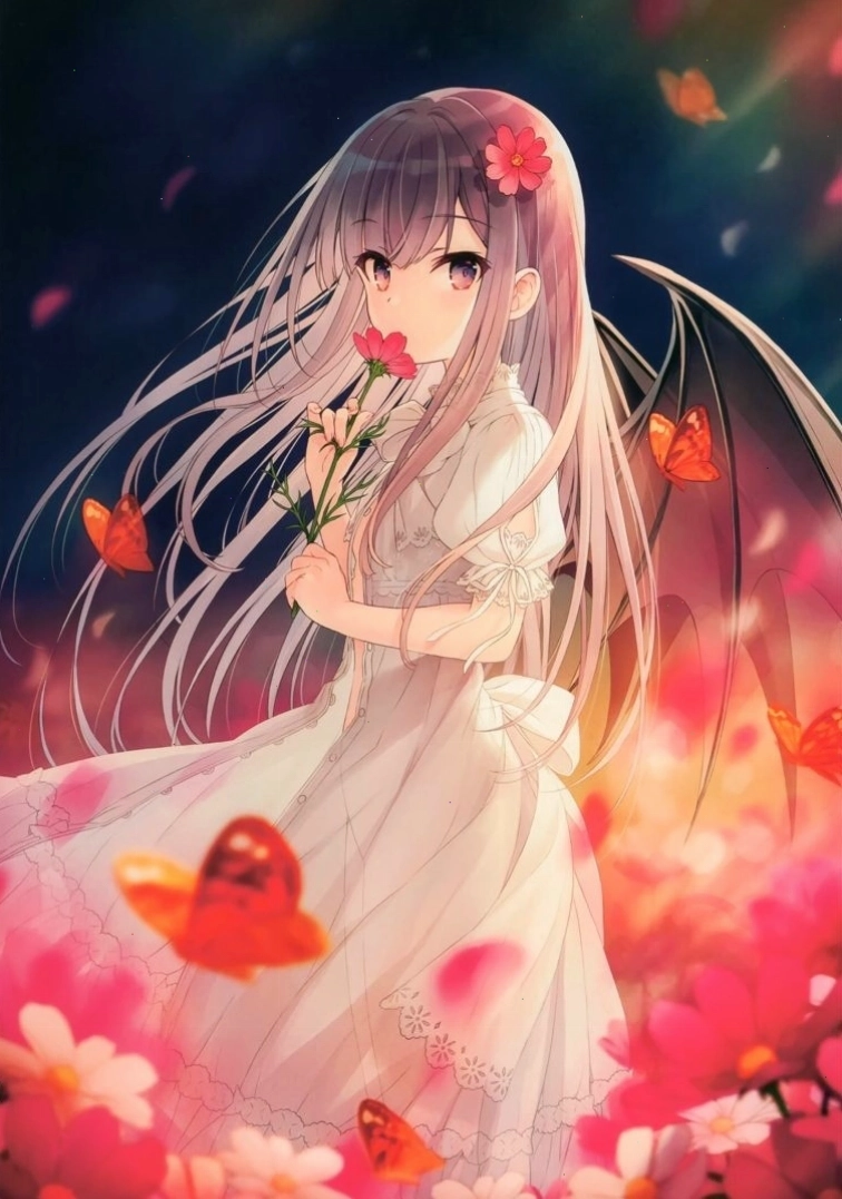 Anime girl dễ thương mang đôi cánh ác quỷ