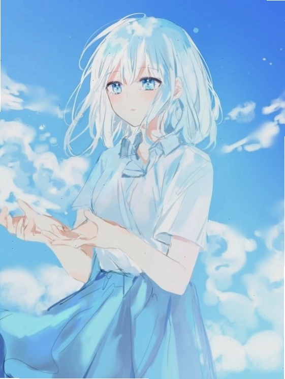 Avatar anime cô gái tóc xanh dương buộc hai bên đáng yêu