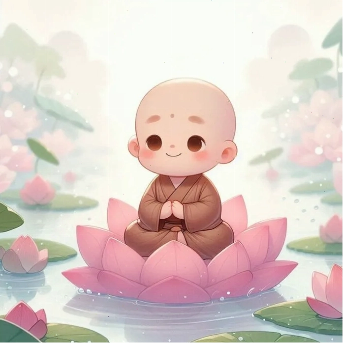 Avatar chú tiểu chắp tay trang nghiêm trong tư thế thiền định