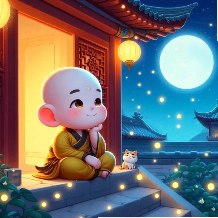 Avatar chú tiểu với ánh mắt buồn man mác nhưng vẫn giữ nét ngây thơ
