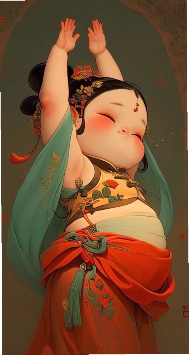 Avatar Tết anime bé gái mũm mĩm mặc áo dài truyền thống