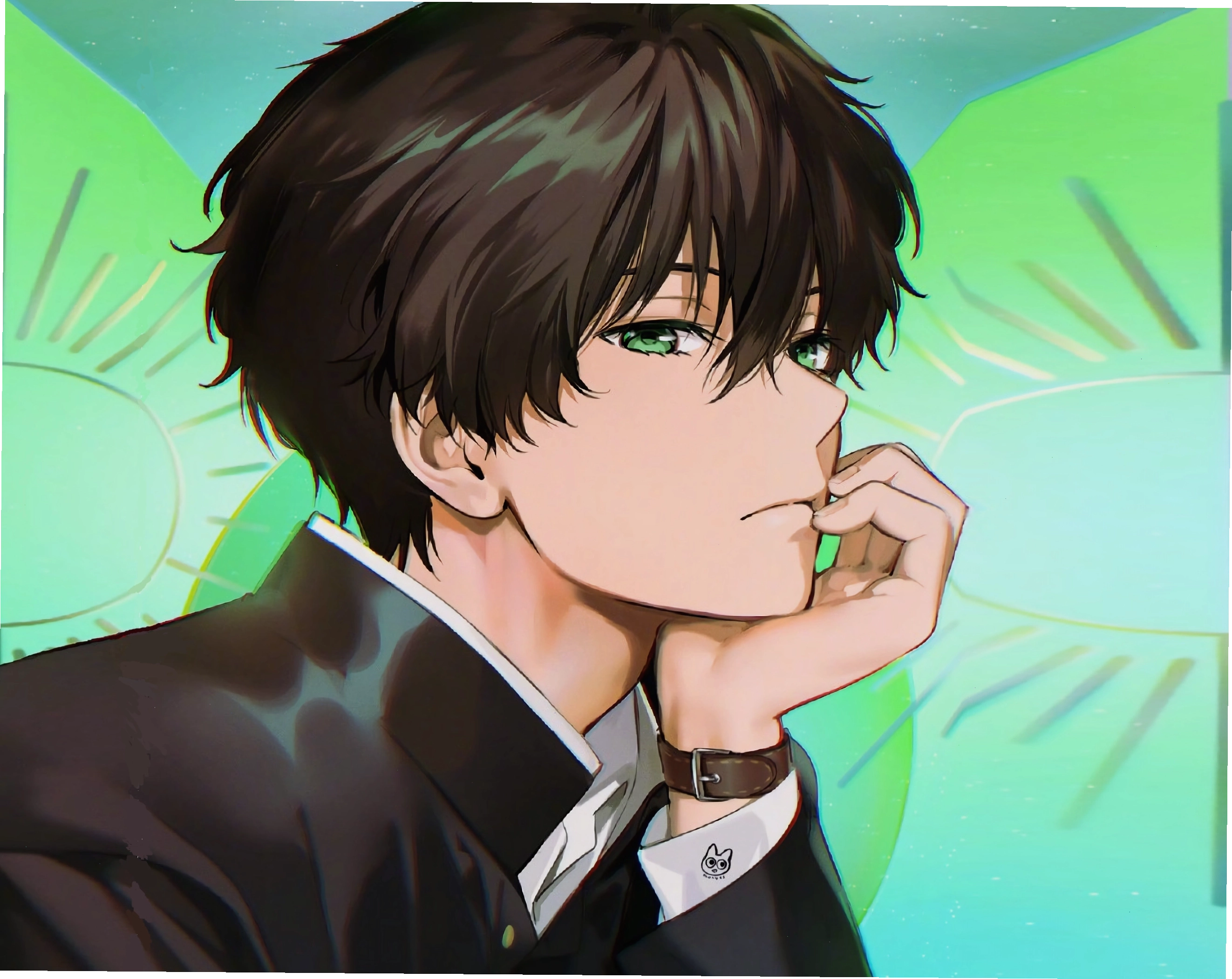 Avatar trai anime ngầu với biểu cảm bí ẩn và trang phục ấn tượng