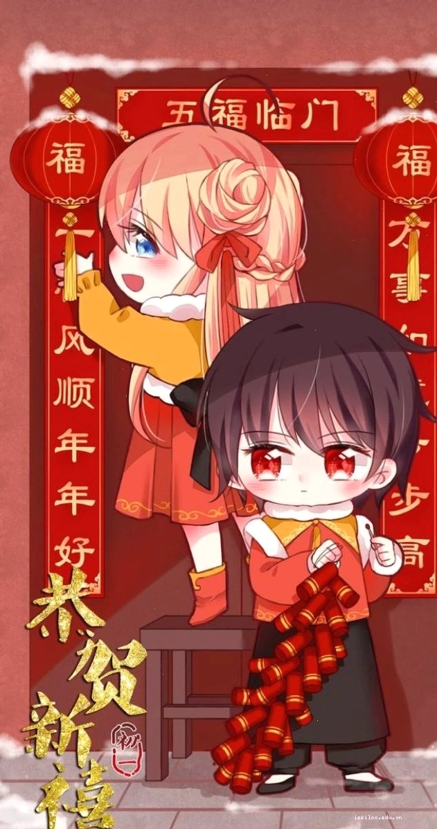 Background điện thoại chủ đề Tết với phong cách anime