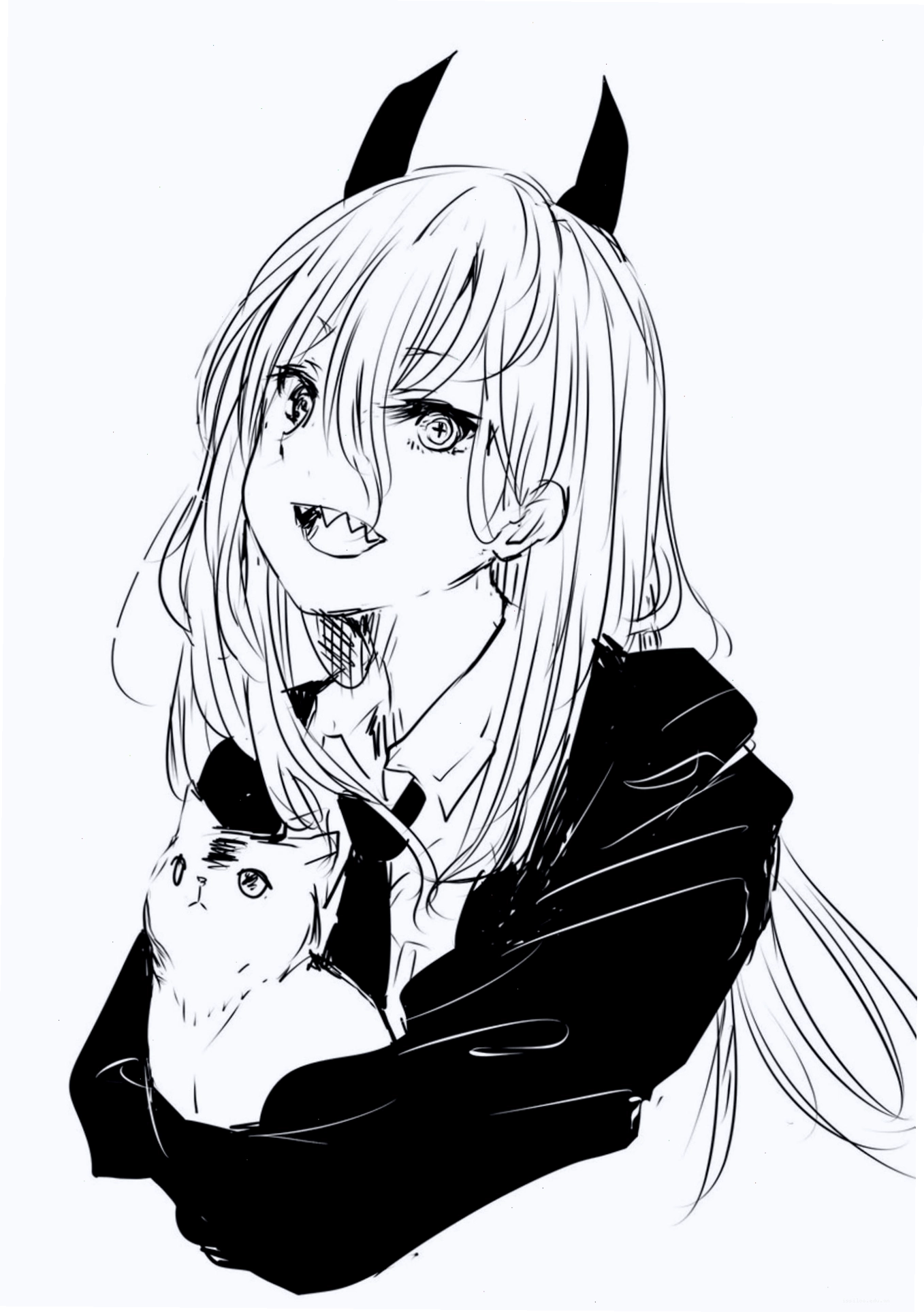 Bức ảnh anime nữ trắng đen buồn của manga