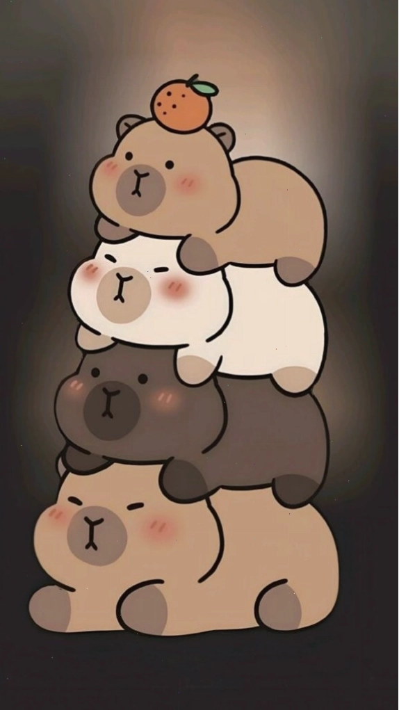 Capybara chồng chất trong bóng tối đầy ấm cúng, hình nền avatar cute