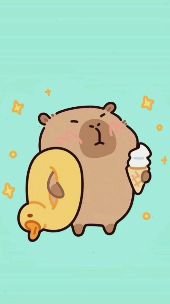 Capybara cõng vịt vàng, avatar vô tri trên nền xanh