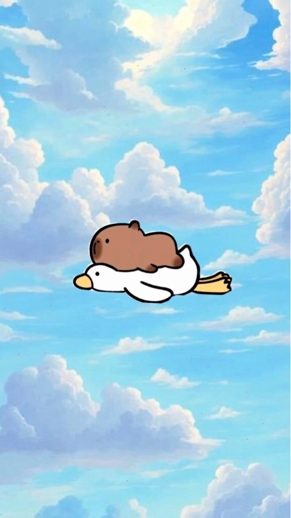 Capybara lướt mây trắng vô tư, hình nền avatar cute