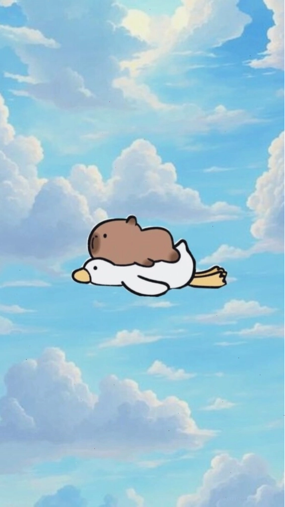 Capybara lướt mây trắng với vẻ mặt vô tư