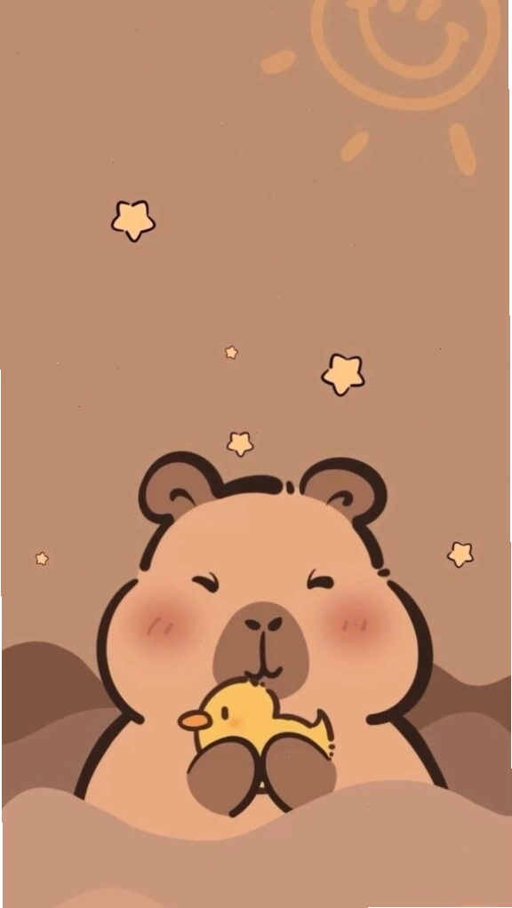Capybara ôm chú vịt vàng, vẻ mặt đơ, avatar cute