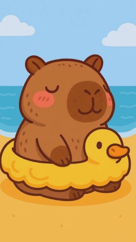 Capybara thư giãn tắm biển trên phao vịt làm avatar
