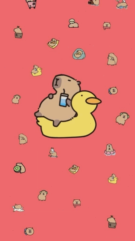 Capybara thư giãn trên phao hình vịt vàng