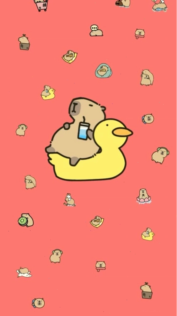 Capybara thư giãn trên phao vịt, hình nền avatar cute