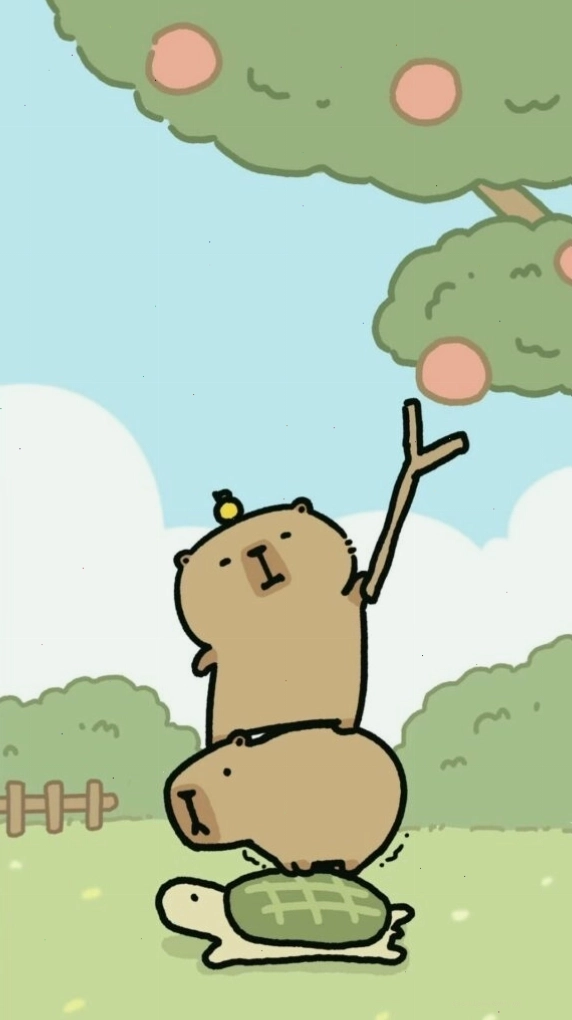 Capybara xếp chồng lên rùa hái quả, avatar cute
