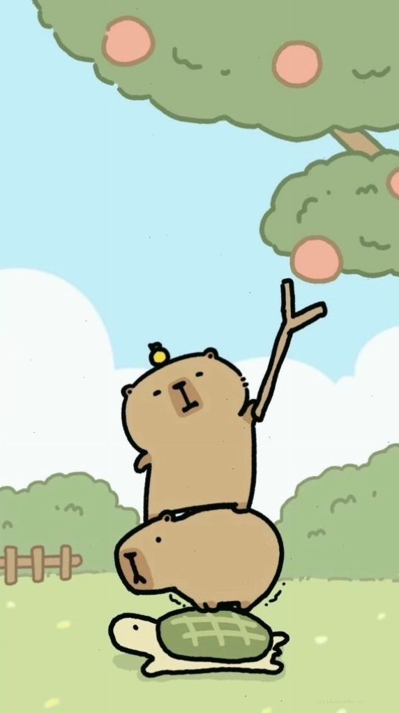 Capybara xếp chồng lên rùa hái quả, avatar độc đáo
