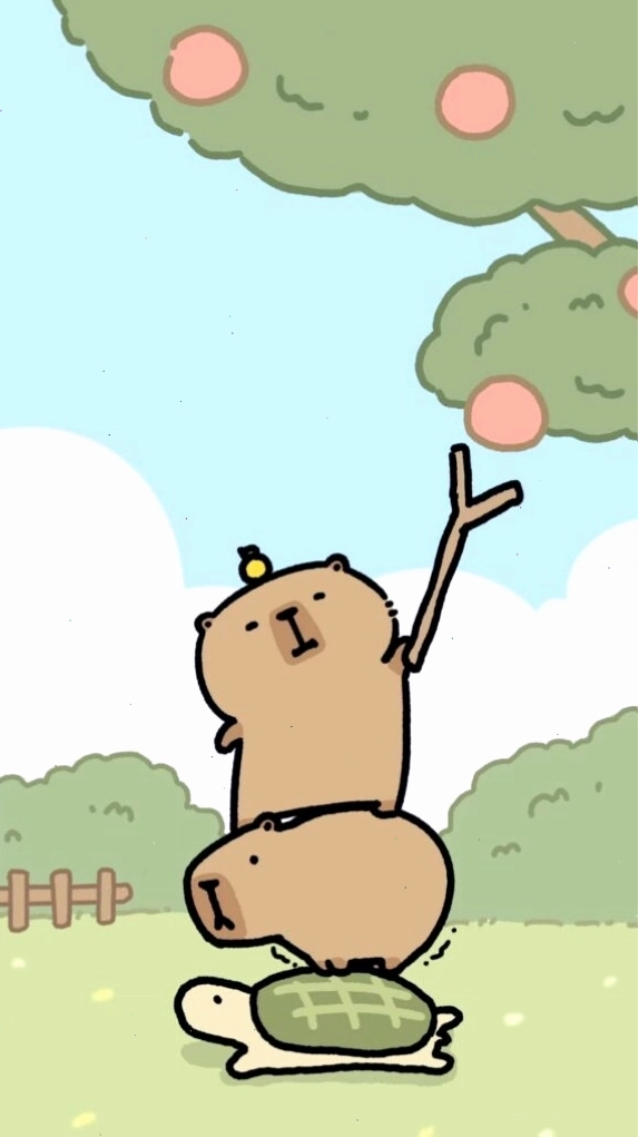 Capybara xếp chồng lên rùa hái quả, tạo nên cảnh tượng vô tri hài hước