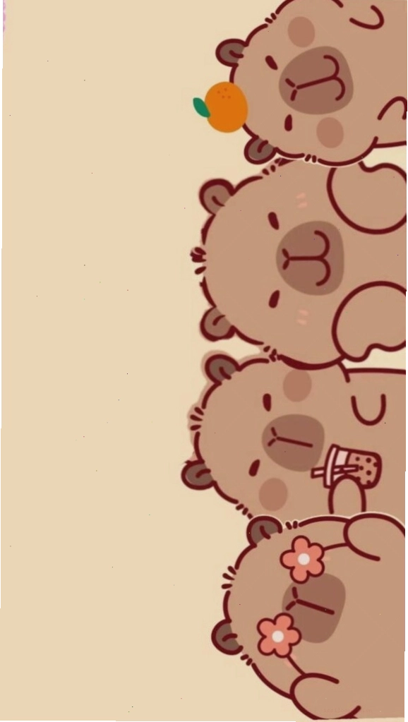 Capybara xếp hàng vô tri đáng yêu, phù hợp làm hình nền avatar