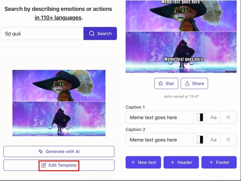 Chỉnh sửa meme và lưu khi hoàn tất