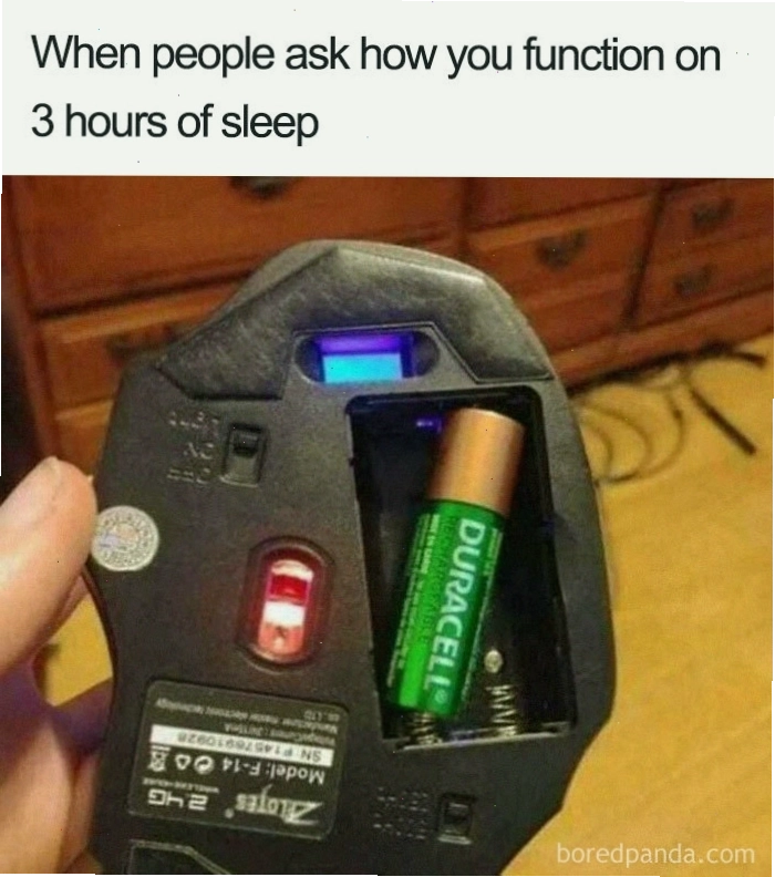 Chuột cắm pin Duracell - Meme về việc hoạt động khi thiếu ngủ