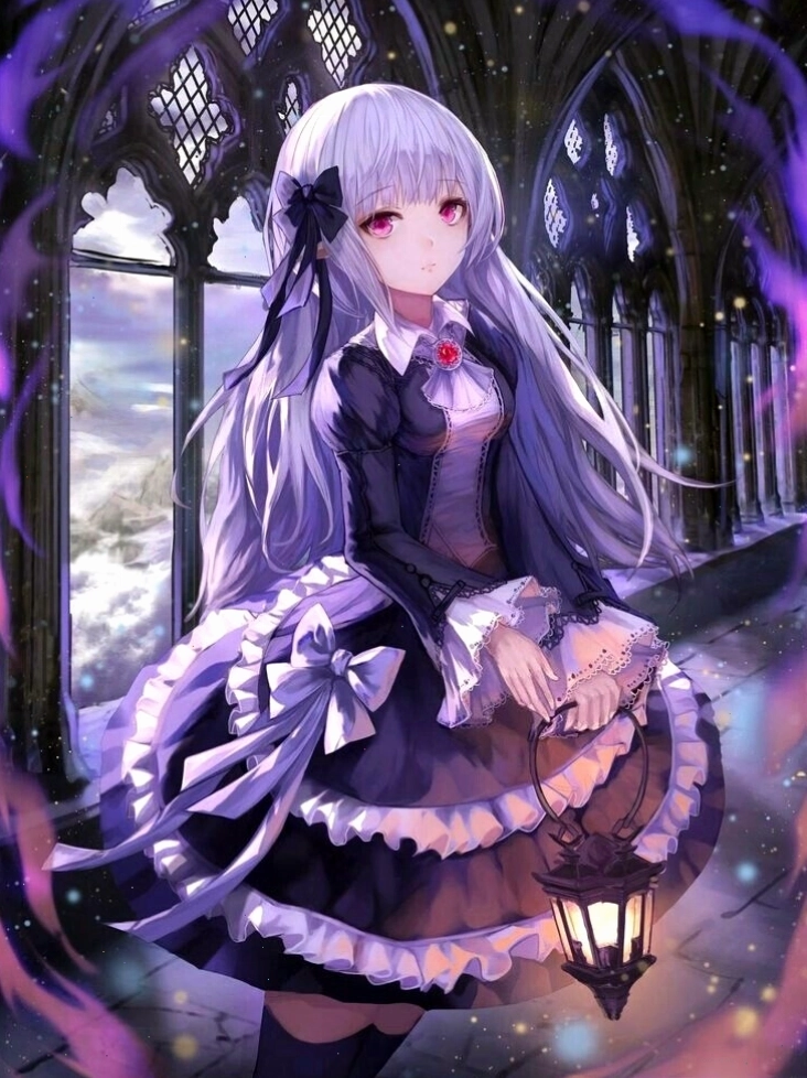 Cô gái anime tóc bạch kim lạnh lùng