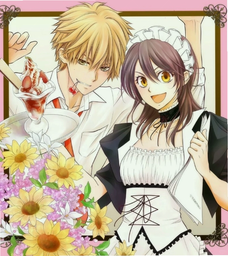 Cô gái anime trong trang phục người hầu với biểu cảm ngạc nhiên đáng yêu
