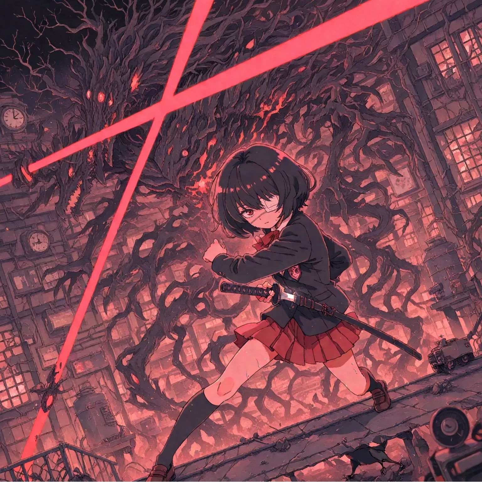 Cô gái anime với biểu cảm buồn