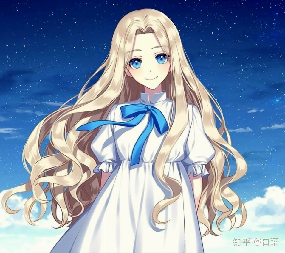 Cô gái anime với đôi mắt mơ màng và nụ cười dịu dàng