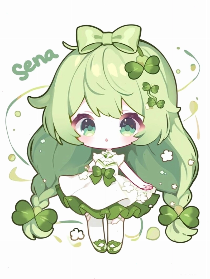 Cô gái chibi với mái tóc hồng và trang phục dễ thương