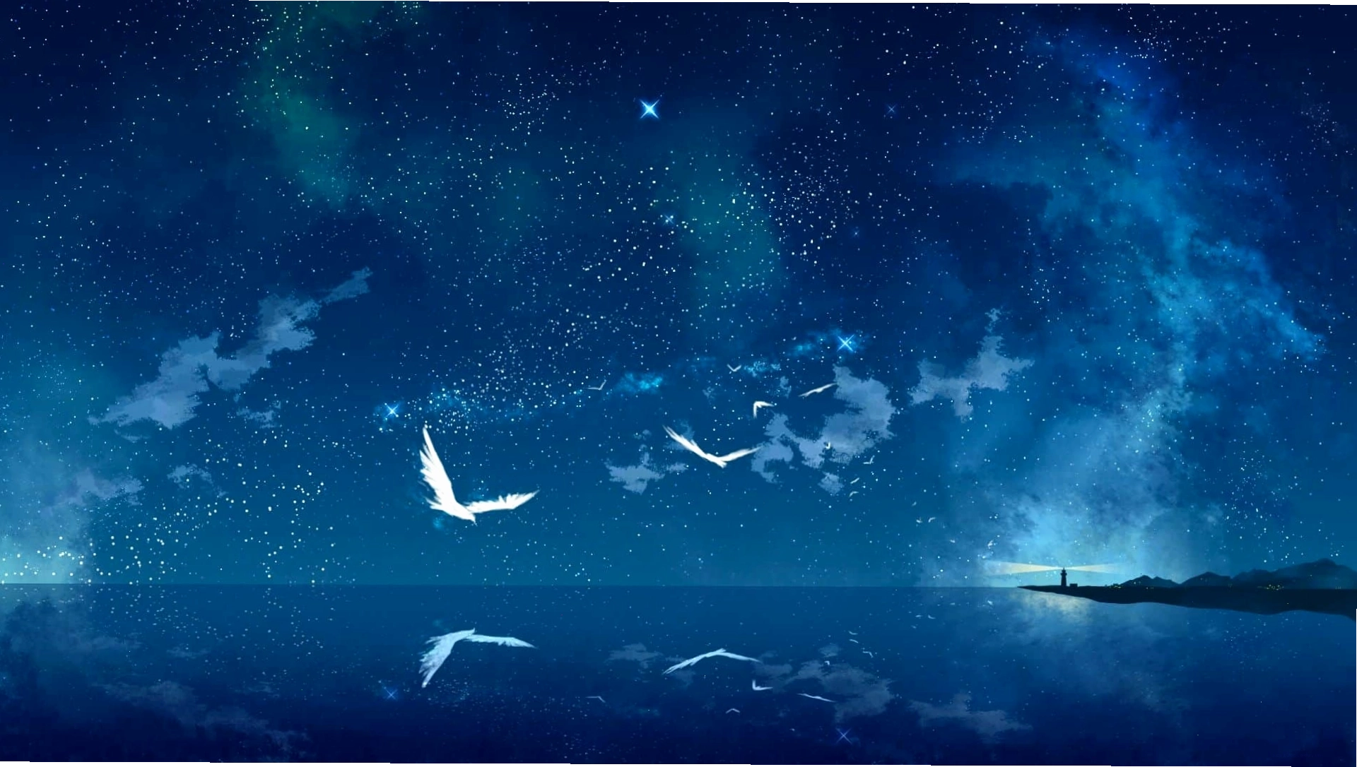 Cô gái nhìn lên bầu trời đêm anime đầy sao