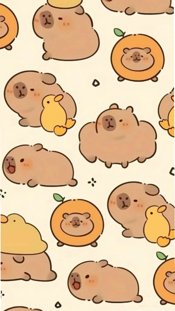 Đàn Capybara và vịt vàng, hình nền avatar cute