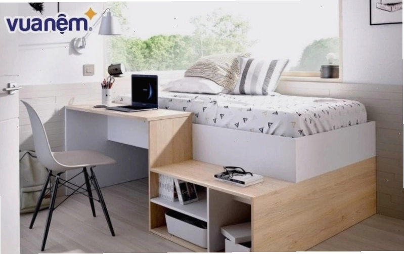 Giường thông minh kết hợp bàn học và giá sách