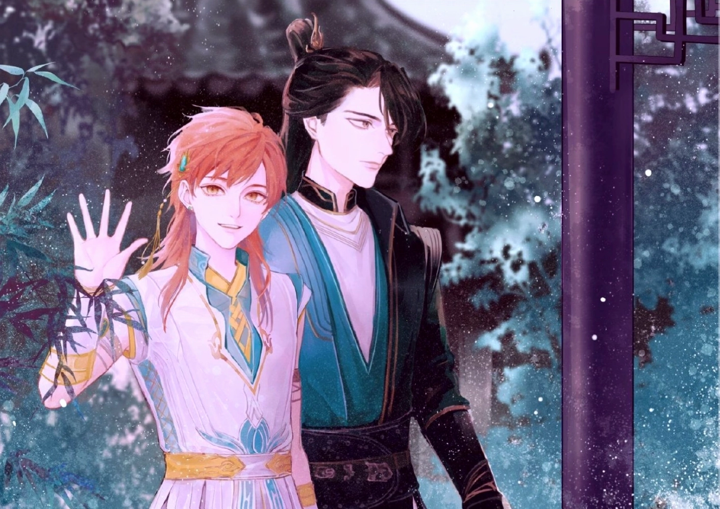 Hình ảnh anime đam mỹ thể hiện sự gắn bó giữa hai nhân vật