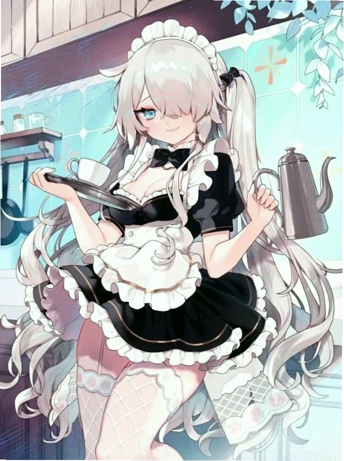 Hình ảnh anime maid ngộ nghĩnh với phong cách hoạt hình vui nhộn
