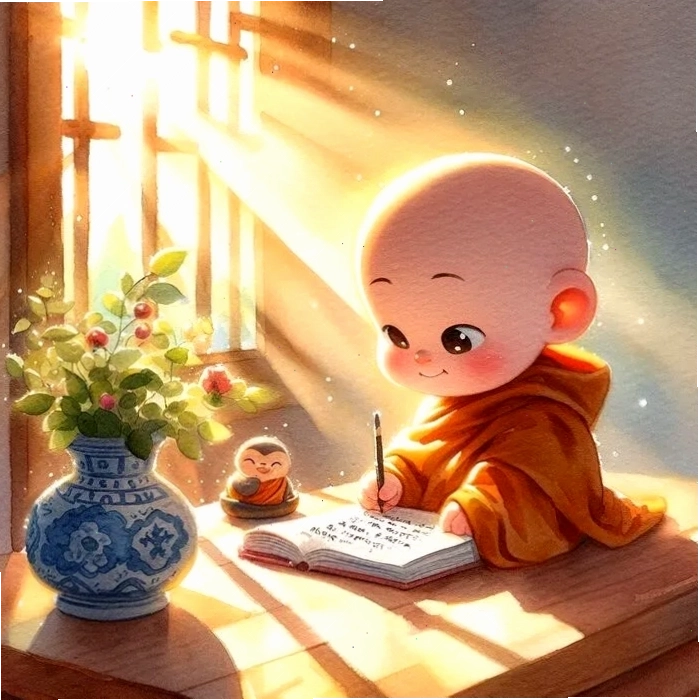 Hình ảnh chú tiểu chibi đẹp với trang phục truyền thống