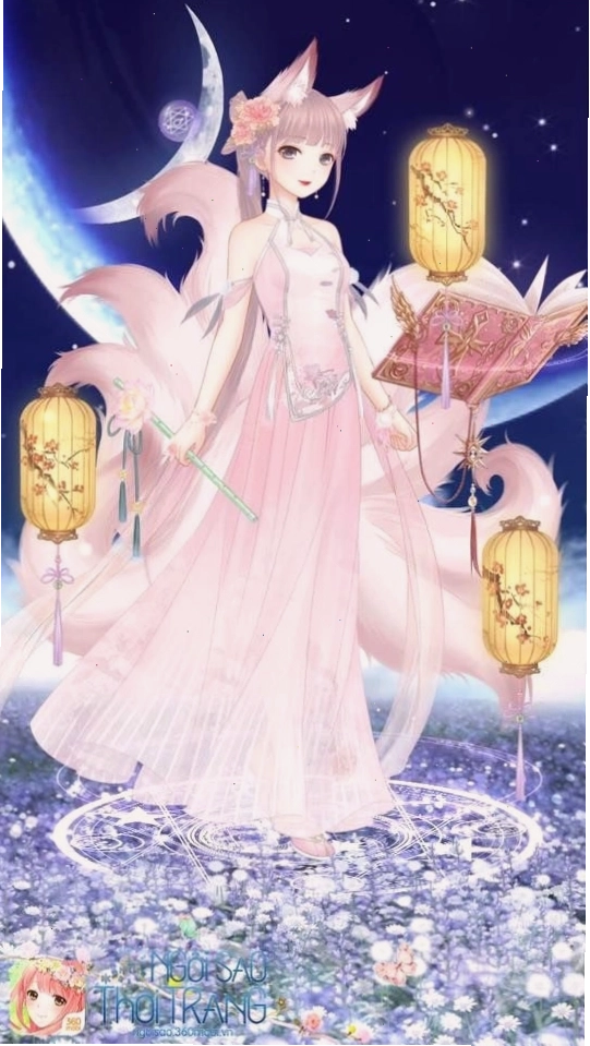 Hình ảnh hồ ly anime nữ chibi với biểu cảm dễ thương