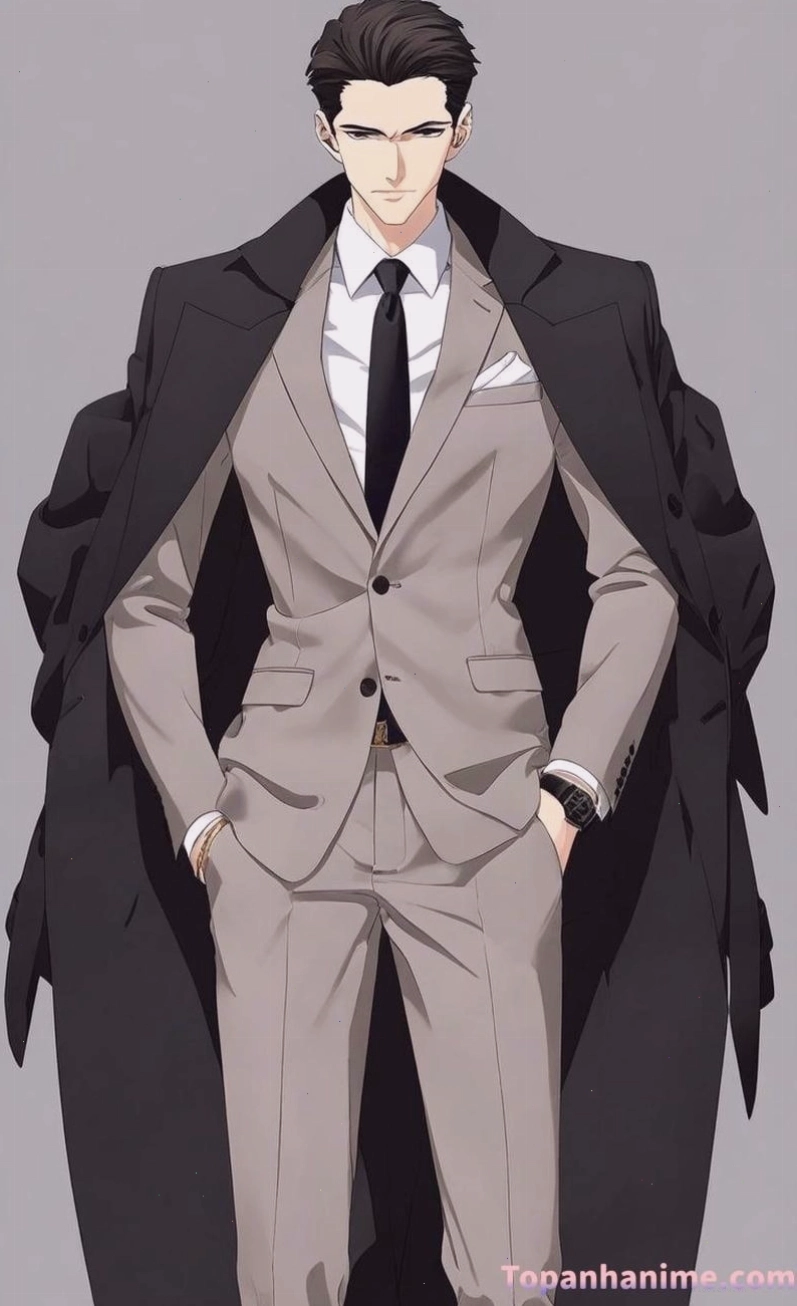 Hình ảnh nam tổng tài anime đẹp trai với mái tóc vuốt cao