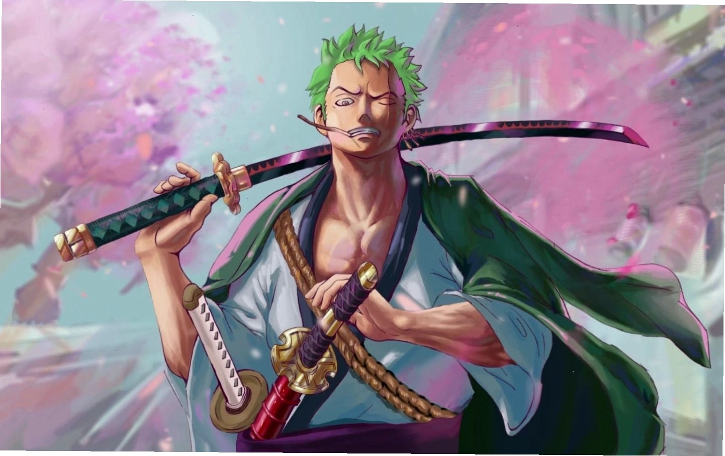 Hình ảnh Zoro đang trong thế tấn công mạnh mẽ