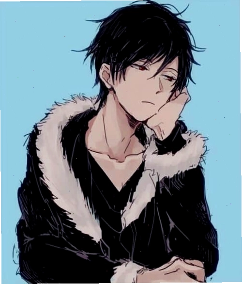 Hình anime boy tóc đen buồn suy tư